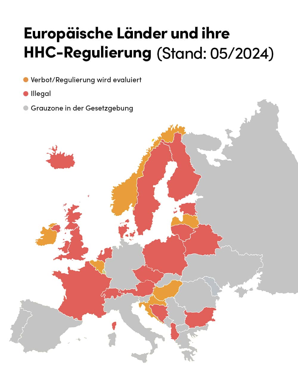Übersicht europäischer Länder mit HHC-Verbot