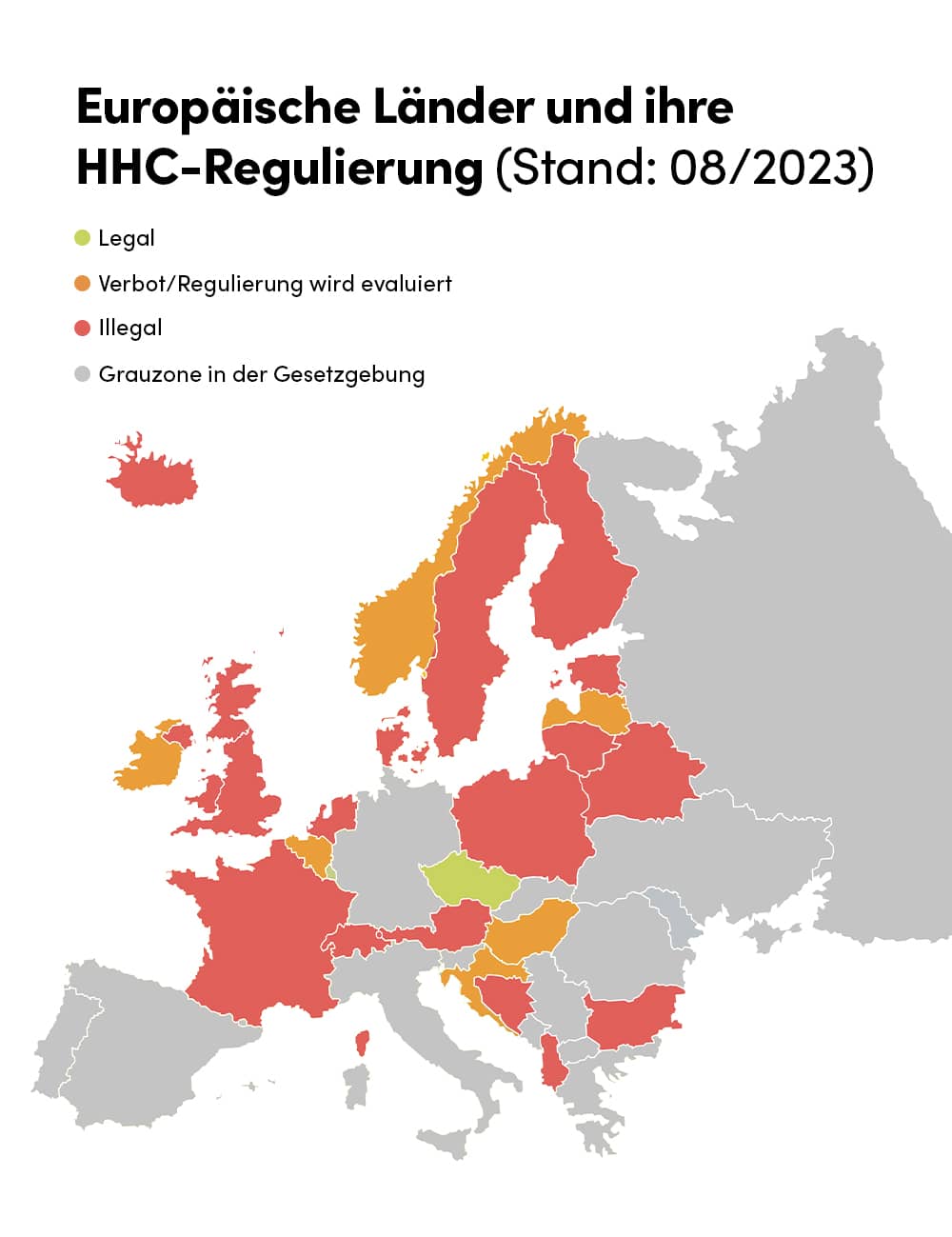 Übersicht europäischer Länder mit HHC-Verbot