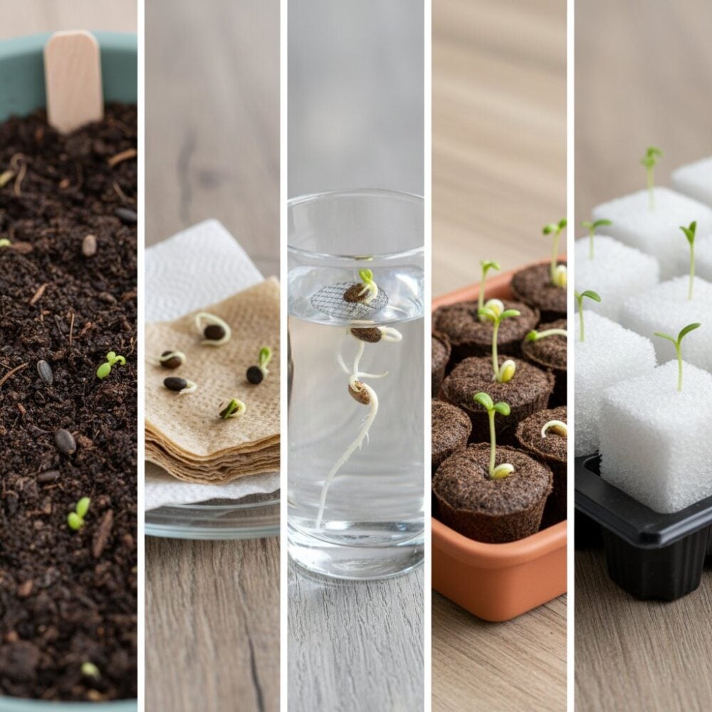 Verschiedene Methoden um Cannabissamen keimen zu lassen.