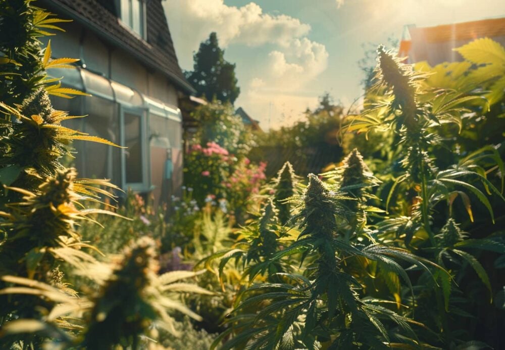 Hanfpflanze im Garten