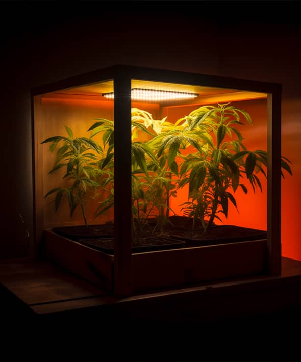 Mini Gewächshaus indoor zur Anzucht von Cannabis mit optimalem Mikroklima