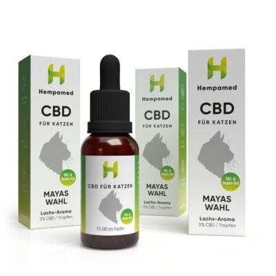 3x Premium CBD Öl für Katzen 3% Lachs-Aroma - Hempamed