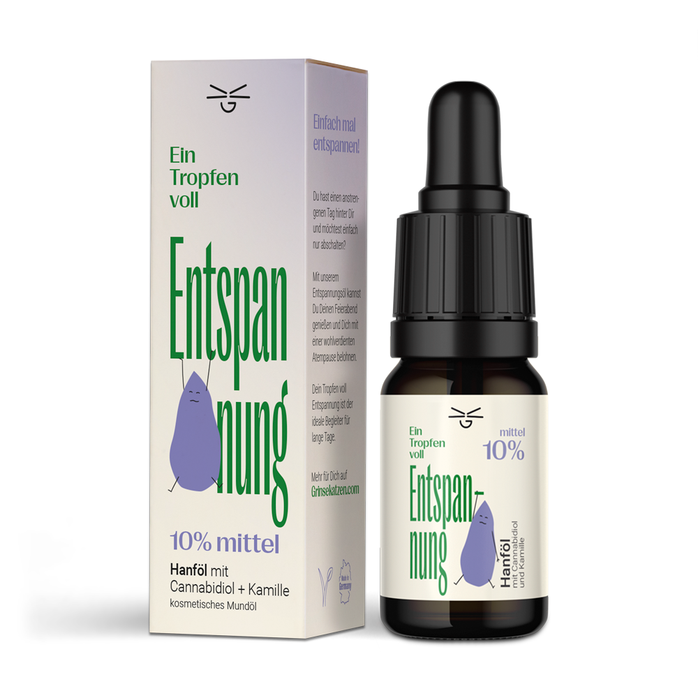 Ein Tropfen voll Entspannung CBD Öl 10% - Grinsekatzen