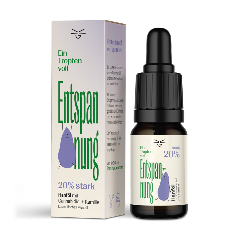 Ein Tropfen voll Entspannung CBD Öl 20% - Grinsekatzen