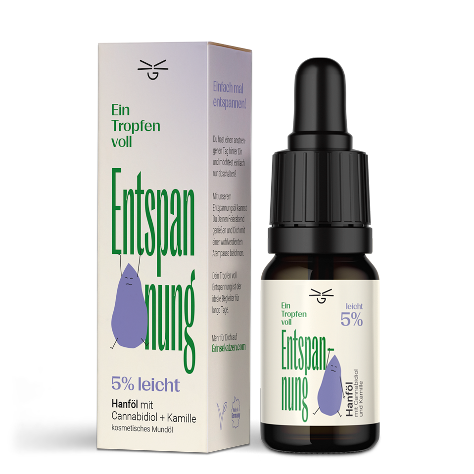 Ein Tropfen voll Entspannung CBD Öl 5% - Grinsekatzen