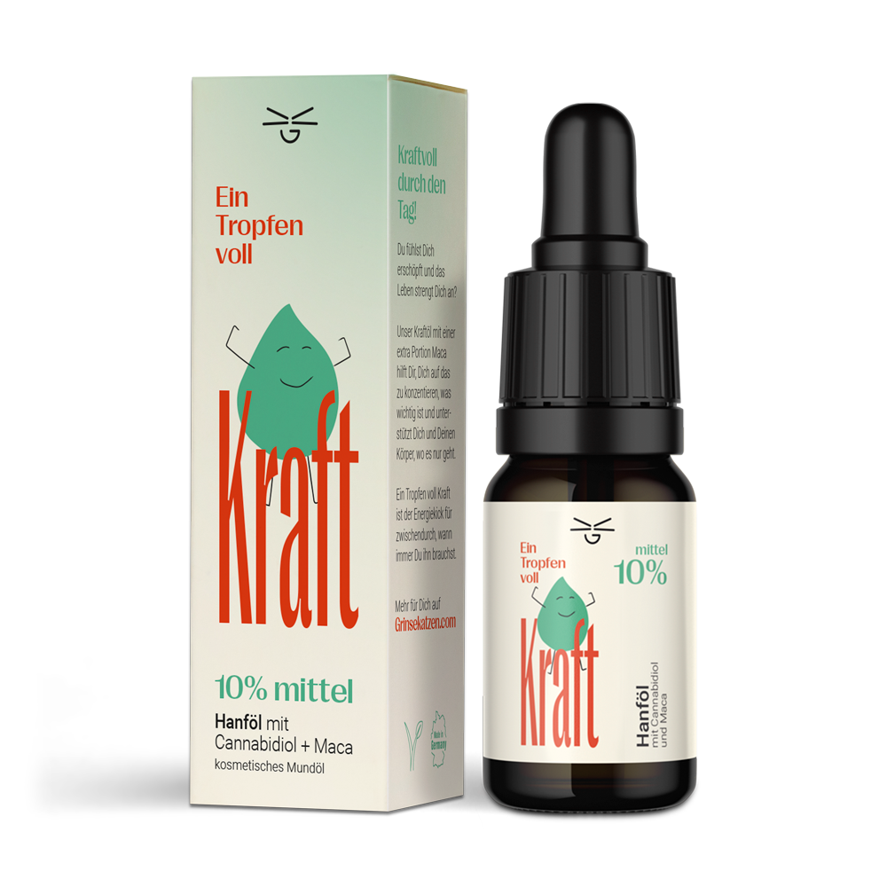Ein Tropfen voll Kraft CBD Öl 10% - Grinsekatzen