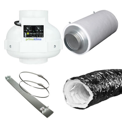 Longlife Abluft-Set 125er TC 400 mit Silent-Schlauch - Grow Guru