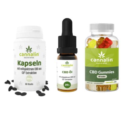 Probepaket 20% Vollspektrum und 20mg Kapseln und Gummies - Cannalin