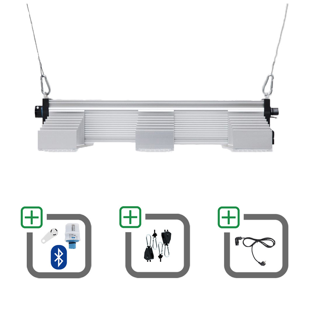 SANlight EVO 3-60 15 200W Sparset mit Bluetooth-Dimmer + Netzkabel + Aufhängung - Grow Guru