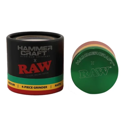 Hammercraft x RAW Grinder Rasta Aluminium 4-teilig Medium Ø 55 mm - Hanfjack