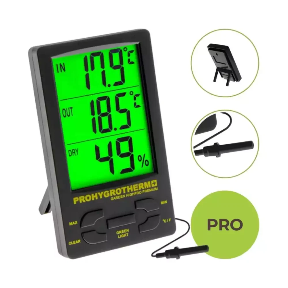 HYGROTHERMO PRO Thermometer-Hygrometer mit 2 Messpunkten digital Garden Highpro - Hanfjack