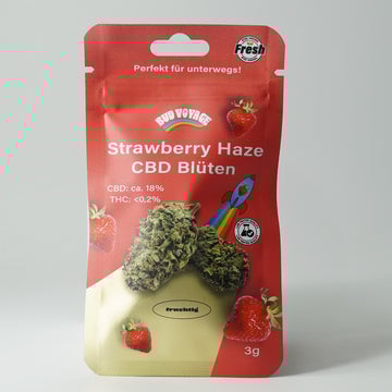 Strawberry Haze CBD Blüten von BudVoyage (18% CBD) - HANS Brainfood