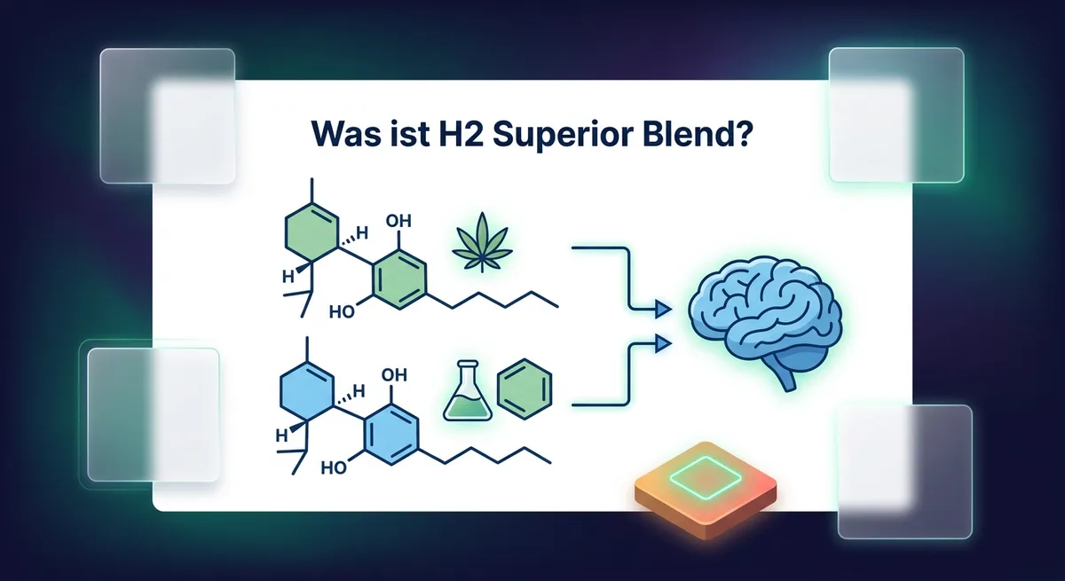 Illustration zweier Molekülstrukturen – pflanzlich und synthetisch – die auf Gehirnrezeptoren einwirken