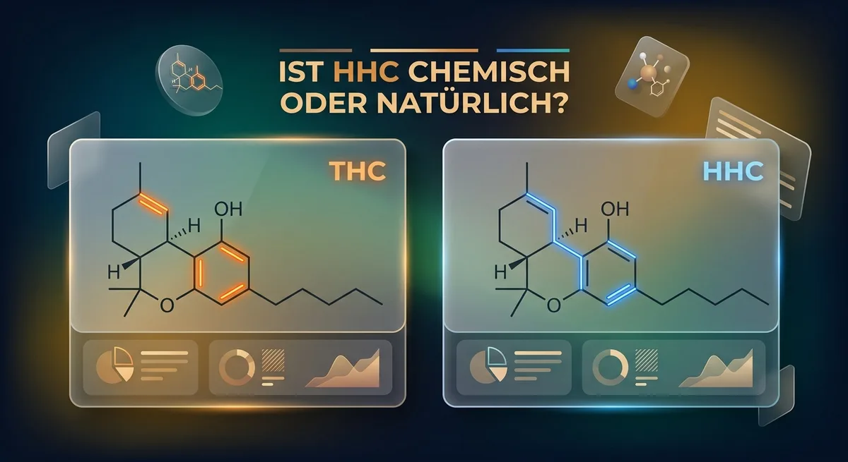 Illustration zweier Cannabinoid-Molekülstrukturen im Vergleich – eine mit Doppelbindungen, eine gesättigt