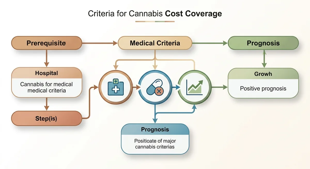 Drei symbolische Säulen für medizinische Voraussetzungen: Erkrankung, fehlende Alternativen, positive Prognose