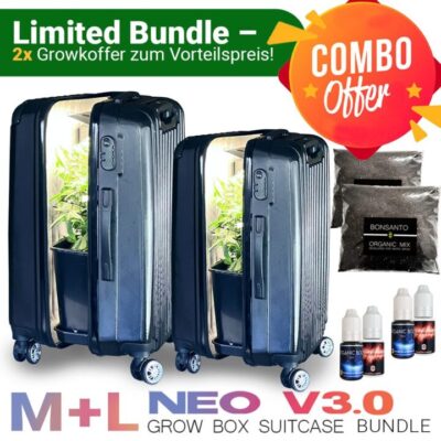 Double Grow Power – M & L Indoor-Koffer Set mit LED