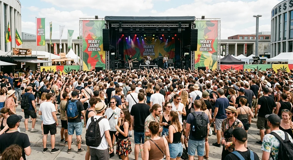 Große Menschenmenge vor einer Festivalbühne auf der Mary Jane Berlin im Sommer