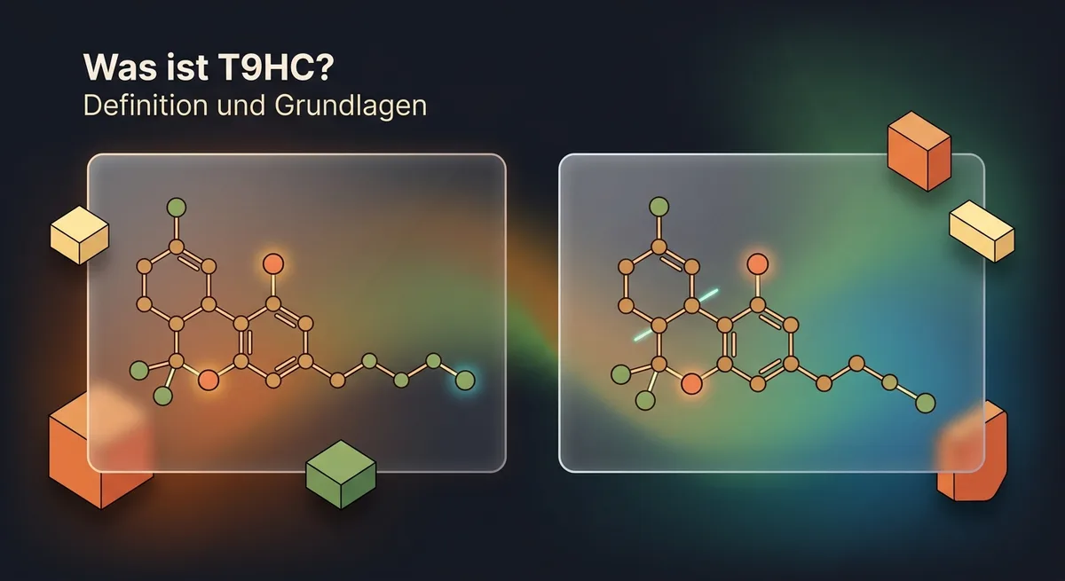 Zwei ähnliche Molekülstrukturen nebeneinander, die strukturelle Verwandtschaft von Cannabinoiden zeigen
